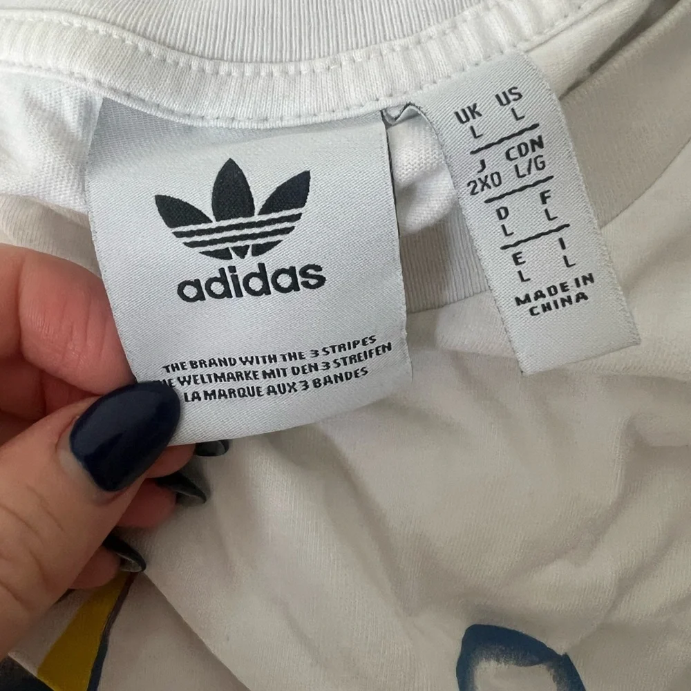 Adidas White Summer Trefoil Shirt with Colorful Logo